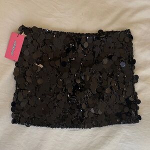 Edikted Sequin Black Mini Skirt